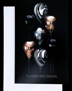 Kort med kuvert 11 x 17 cm - balloner i sort| Festartikler