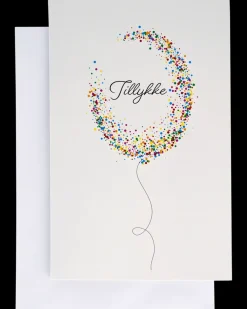 Kort med kuvert 11 x 17 cm - konfettiballon| Festartikler