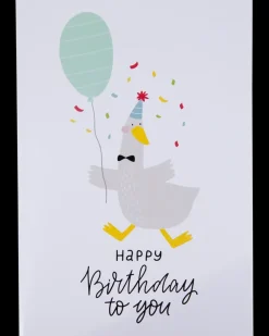 Kort med kuvert 11x17 cm - and med ballon| Festartikler