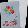 Kort med kuvert 11x17 cm - tillykke med dagen| Festartikler