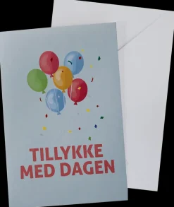 Kort med kuvert 11x17 cm - tillykke med dagen| Festartikler