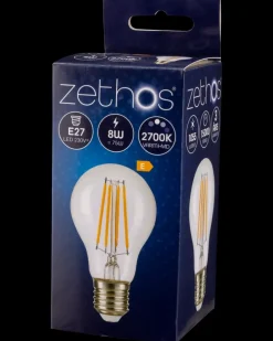 zethos LED-filament 8W E27 A60| Led-Pærer