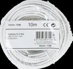 Ledning flad 2 x 0,75 mm² - hvid| Løse Ledninger