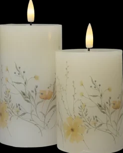 LED-vokslys 2-pak - blomstermotiv| Lys Og Olielamper