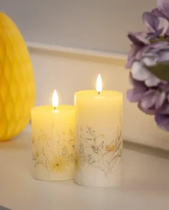 LED-vokslys 2-pak - blomstermotiv| Lys Og Olielamper