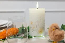 LED-vokslys 2-pak - blomstermotiv| Lys Og Olielamper