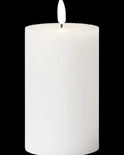 LED-vokslys rillet med timer - H. 12,5 cm| Lys Og Olielamper