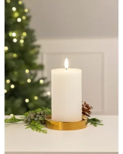 LED-vokslys rillet med timer - H. 12,5 cm| Lys Og Olielamper