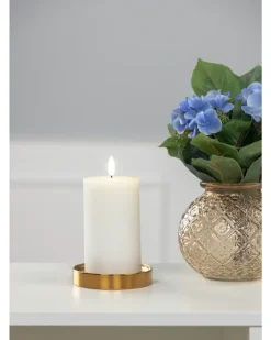 LED-vokslys rillet med timer - H. 12,5 cm| Lys Og Olielamper