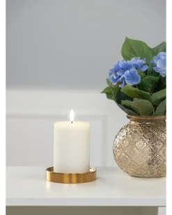 LED-vokslys rillet med timer - H. 10 cm| Lys Og Olielamper