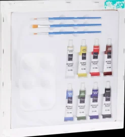 Lærred med motiv og akrylmaling| Øvrige Hobbyartikler|Malerredskaber