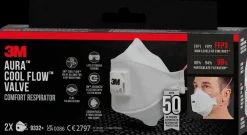 3M ™ Aura™CoolFlow™Comfort Åndedrætsværn FFP3 m/ven 2-pk| Værnemidler