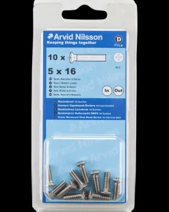 Arvid Nilsson Maskinskrue A4 LH M5 x 16 mm 10-pak| Maskinskruer, Bolte Og Møtrikker