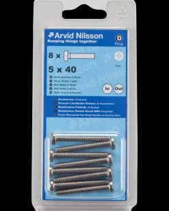 Arvid Nilsson Maskinskrue A4 PH M5 x 40 mm 8-pak| Maskinskruer, Bolte Og Møtrikker