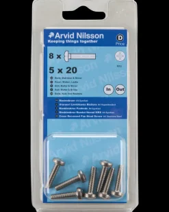Arvid Nilsson Maskinskrue A4 PH M5 x 20 mm 8-pak| Maskinskruer, Bolte Og Møtrikker