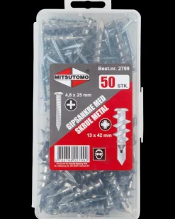 Mitsutomo Gipsankre med skrue i metal 50-pak| Øvrige Monteringsbeslag|Dyvler Og Plugs