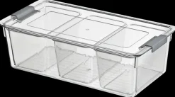 Opbevaringsboks til køleskab med låg - 3 rum| Øvrige Køkkenartikler|Opbevaringsbokse Og -Kasser