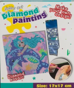 Paint by Diamonds lærred 17 x 17 cm - Pink| Øvrige Hobbyartikler