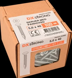 DXstrong Panskrue 5,0 x 40 mm TX25 100 stk.| Skruer