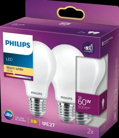 PHILIPS LED-pære 7W E27 A60 2-pak| Led-Pærer