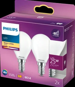 PHILIPS LED-pære 2,2W E14 P45 2-pak| Led-Pærer