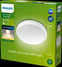 PHILIPS Loftlampe Doris Ø22cm 6W IP54 - hvid| Udendørs Væglamper