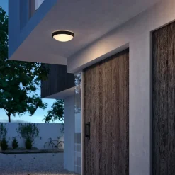 PHILIPS Loftlampe Doris Ø22cm 6W IP54 - sort| Udendørs Væglamper