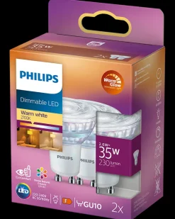 PHILIPS Reflektorpære 2,6W GU10 dæmpbar 2-pak| Led-Pærer
