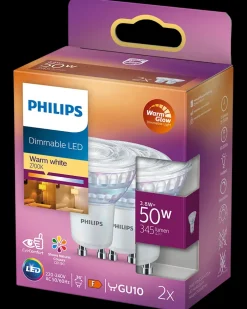 PHILIPS Reflektorpære 3,8W GU10 dæmpbar 2-pak| Led-Pærer