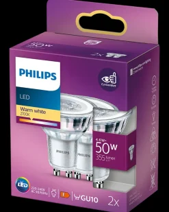 PHILIPS Spotpære 4,6W GU10 2-Pak| Led-Pærer