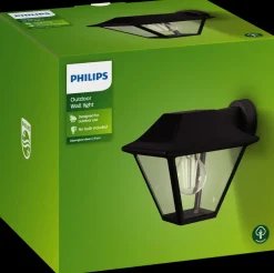 PHILIPS Væglampe Alpenglow E27 360° - sort| Udendørs Væglamper