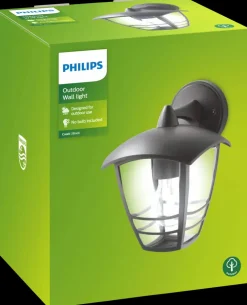 PHILIPS Væglampe Creek down E27 - sort| Udendørs Væglamper