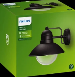 PHILIPS Væglampe Hoverfly E27 - sort| Udendørs Væglamper