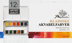 Phoenix Akvarelfarver 12 stk. - klassisk| Øvrige Hobbyartikler