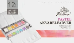 Phoenix Akvarelfarver 12 stk. - pastel| Øvrige Hobbyartikler
