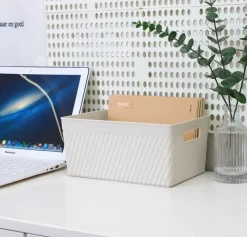 Plastikkurv medium - lysegrå| Opbevaringsbokse Og -Kasser