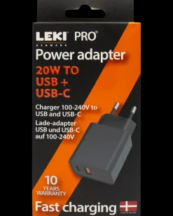 Leki Denmark PRO USB og USB-C Adapter 20W - sort| Mobiltilbehør