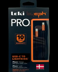 Leki Denmark PRO USB-C til Lightning Kabel - 2 meter sort| Mobiltilbehør