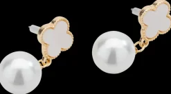 Øreringe blomst med perle - guld| Smykker & Hårpynt