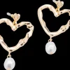 Øreringe hjerte og perle - guld| Smykker & Hårpynt