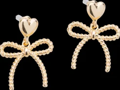 Øreringe hjerte og sløjfe - guld| Smykker & Hårpynt