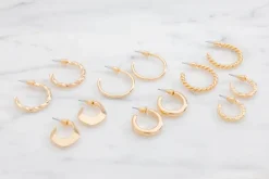 Øreringe hoop 6 par - guld| Smykker & Hårpynt