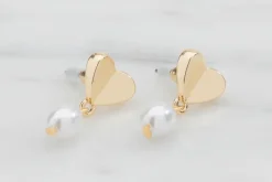 Øreringe lille hjerte med perle - Guld| Smykker & Hårpynt