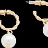 Øreringe snoet hoop med perle - guld| Smykker & Hårpynt