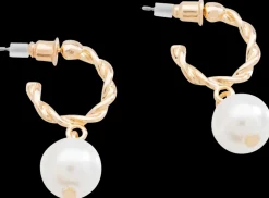 Øreringe snoet hoop med perle - guld| Smykker & Hårpynt