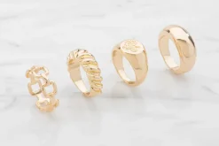 Ring bred 4 stk. - guld| Smykker & Hårpynt