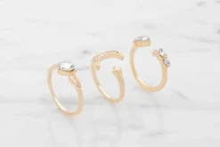 Ring måne og stjerner 3 stk. - guld| Smykker & Hårpynt