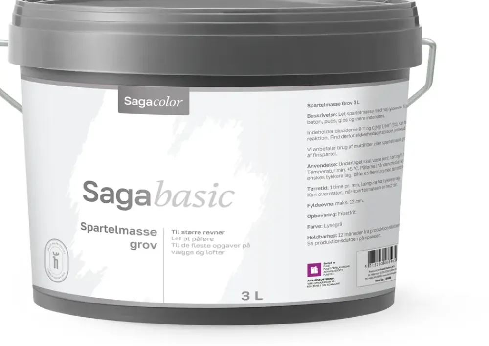 SagaColor Spartelmasse Grov - 3000 ml| Spartelmasse Og Reparation