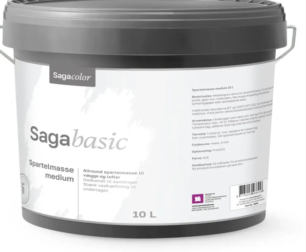 SagaColor Spartelmasse Medium - 10 liter| Spartelmasse Og Reparation