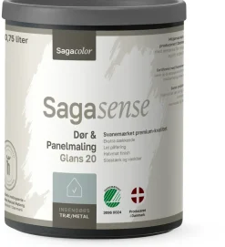 SagaSense Dør & Panel 20 - Hvid 0,75 liter| Maling Indendørs